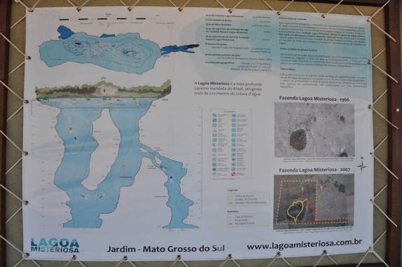 O mapa da Lagoa Misteriosa, cujo fundo não foi ainda descoberto, em Bonito, no Mato Grosso do Sul